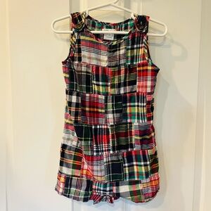 Ralph Lauren Madras Plaid Patchwork Romper Shortall, Size 18M
